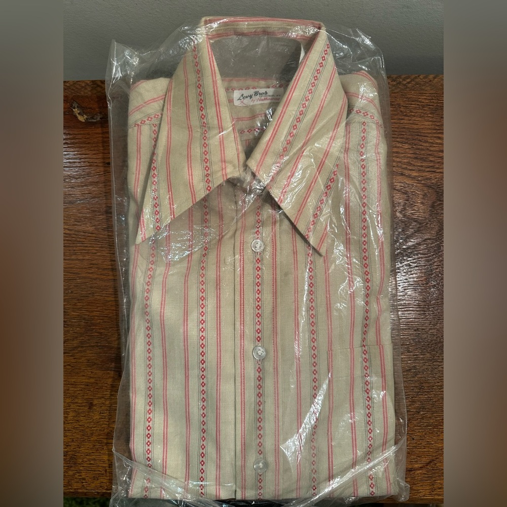 Stylish Beige and Red Striped Men's Shirt